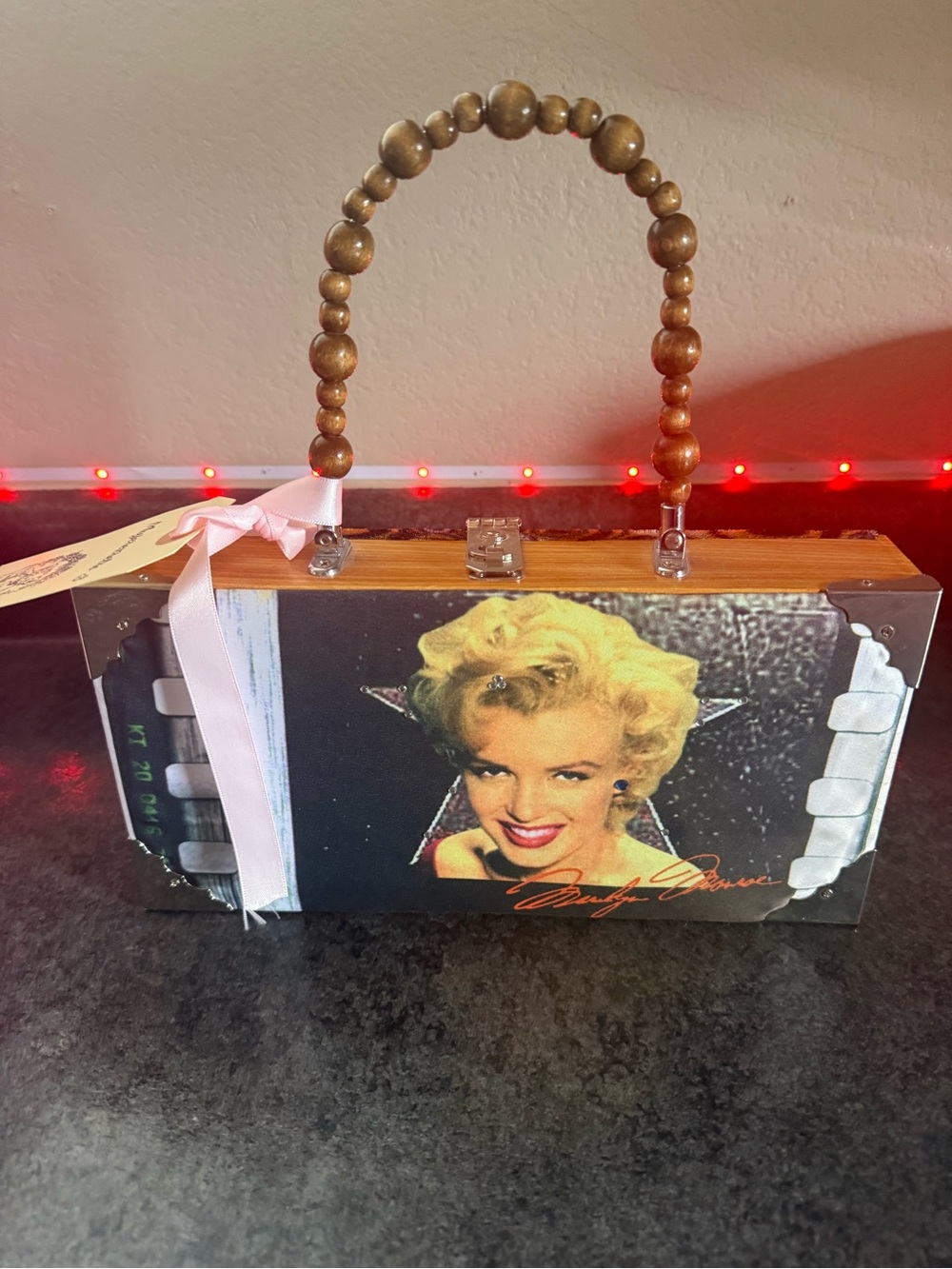 Bead Handle cigar Box Clutch Marilyn